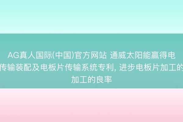 AG真人国际(中国)官方网站 通威太阳能赢得电板片传输装配及电板片传输系统专利， 进步电板片加工的良率