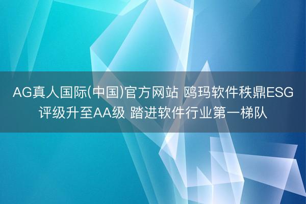 AG真人国际(中国)官方网站 鸥玛软件秩鼎ESG评级升至AA级 踏进软件行业第一梯队