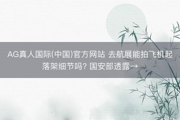 AG真人国际(中国)官方网站 去航展能拍飞机起落架细节吗? 国安部透露→