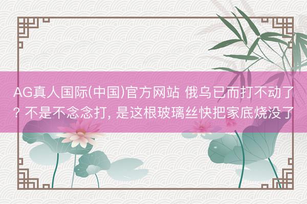 AG真人国际(中国)官方网站 俄乌已而打不动了? 不是不念念打， 是这根玻璃丝快把家底烧没了