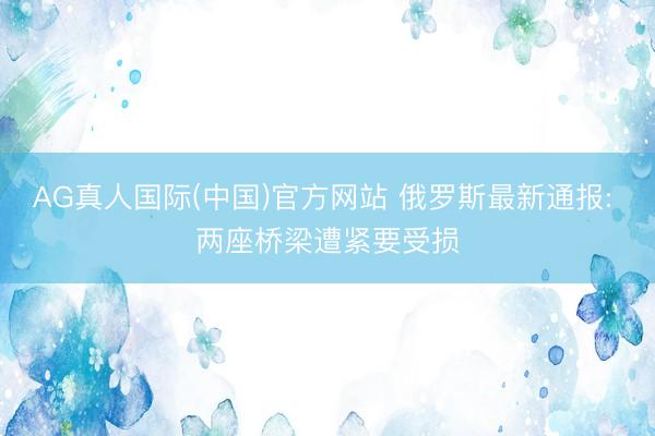 AG真人国际(中国)官方网站 俄罗斯最新通报: 两座桥梁遭紧要受损