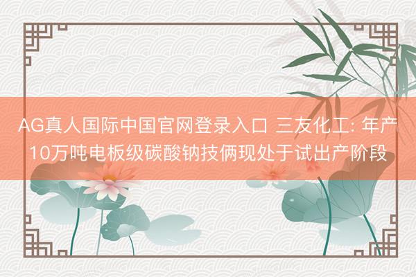 AG真人国际中国官网登录入口 三友化工: 年产10万吨电板级碳酸钠技俩现处于试出产阶段